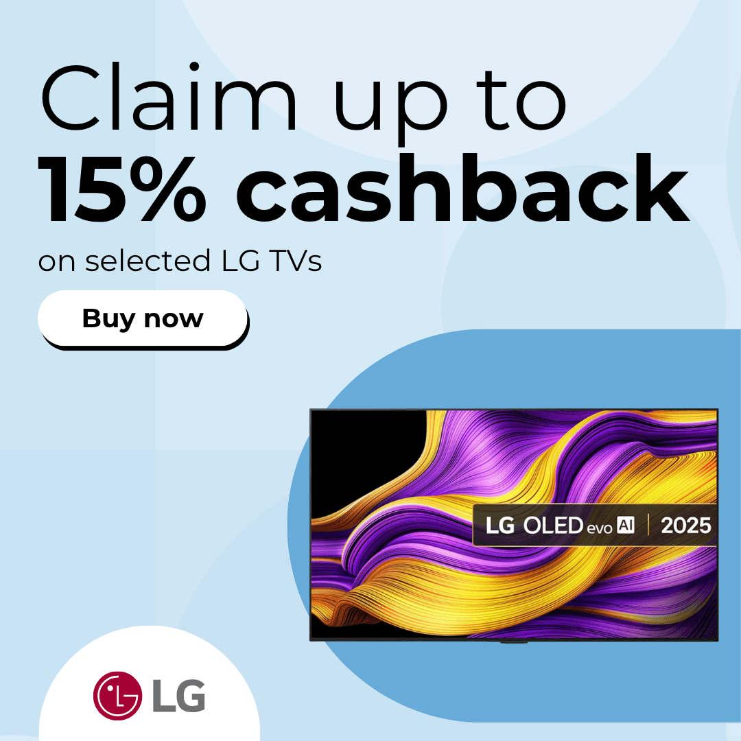 Claim up to 15% cashback on selected LG TVs